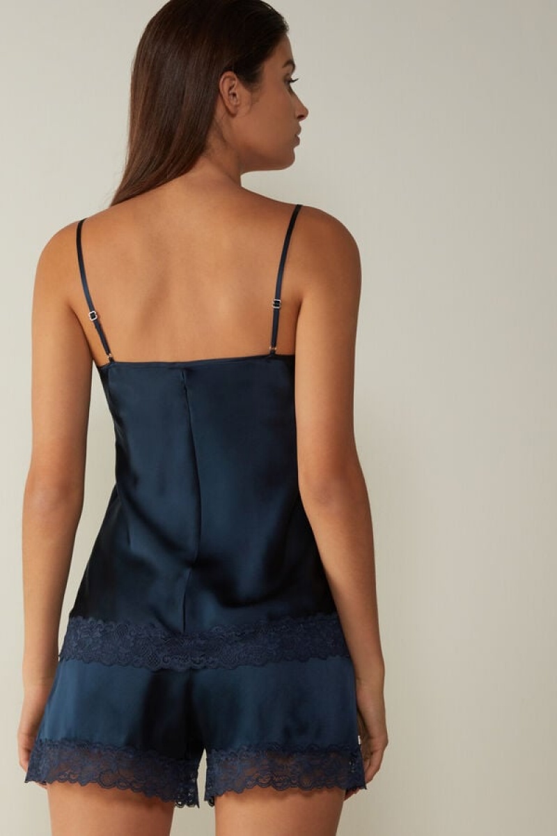 Intimissimi Kanten and Silk Top Blauw | TBEWZ21822